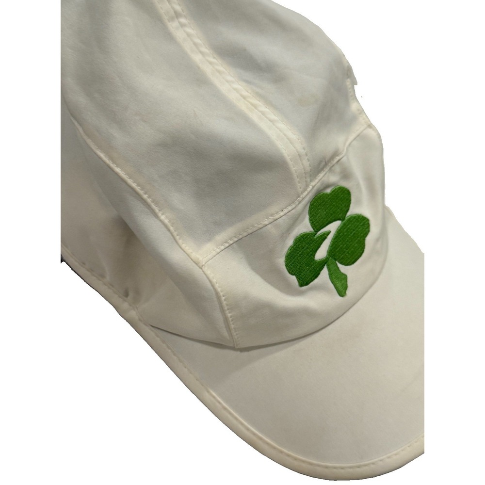 Brooks hat cap strap back White green 5 panel shamrock lightweight running mens
